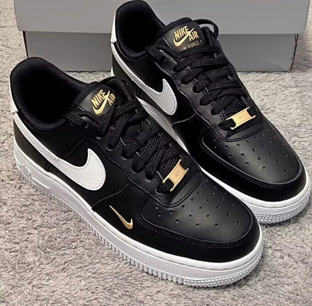 Nike Air Force 1 Black golden swoosh