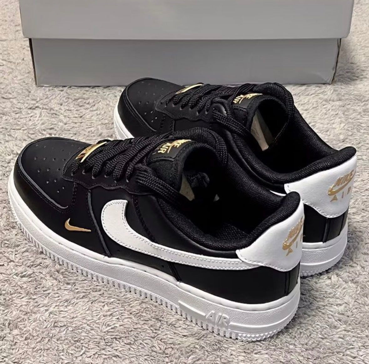 Nike Air Force 1 Black golden swoosh